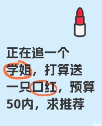 正在追一个学姐，打算送一只口红，预算50内，求推荐